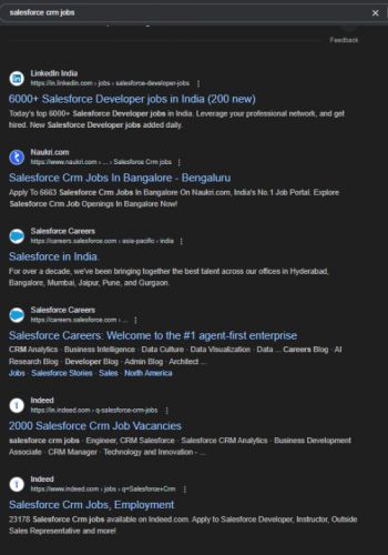 SalesForce internship jobs in Mangaluru